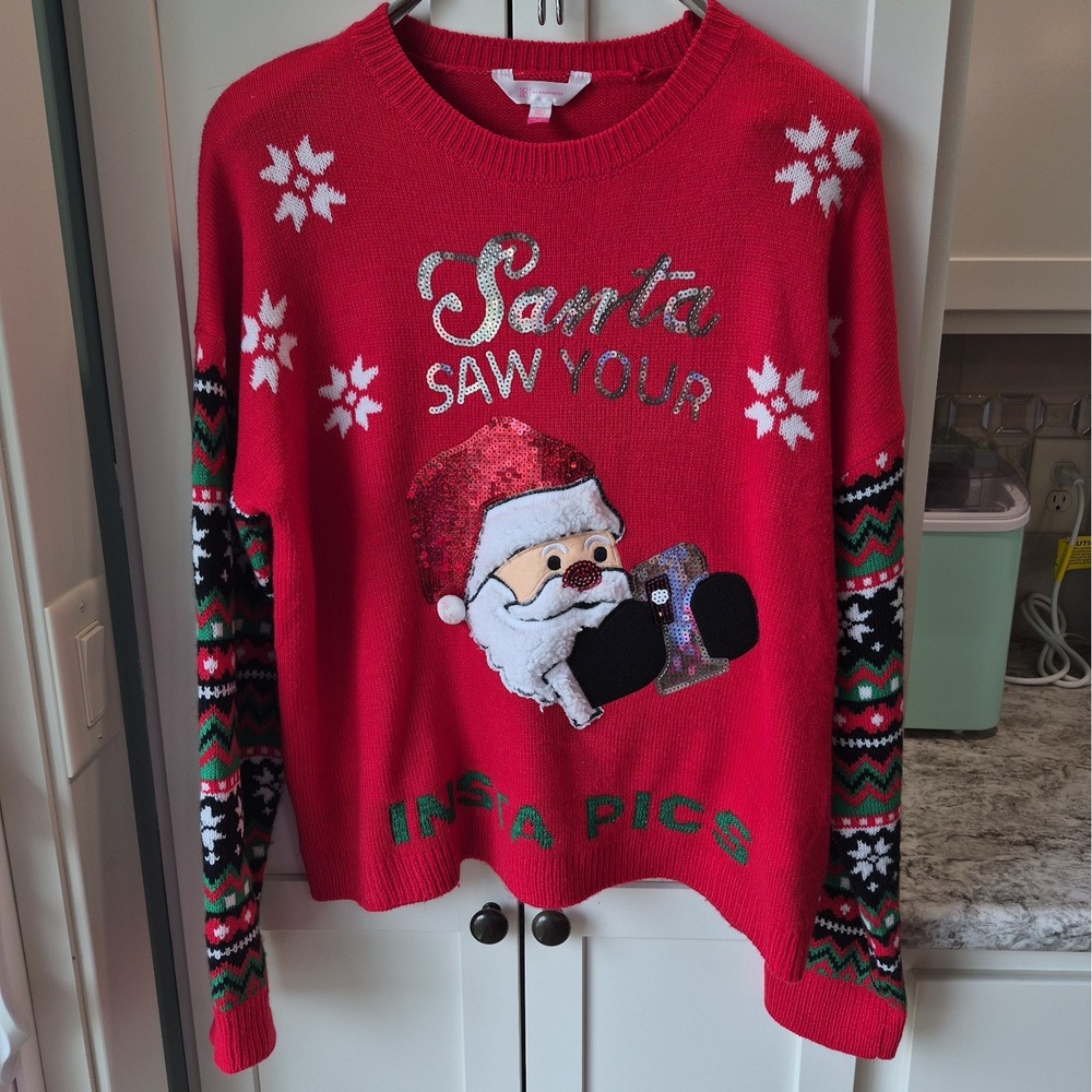 No Boundaries Santa Saw your INSTA Christmas Sweater Size XXL